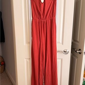 Terracota Sleeveless Jumpsuit Halter Top